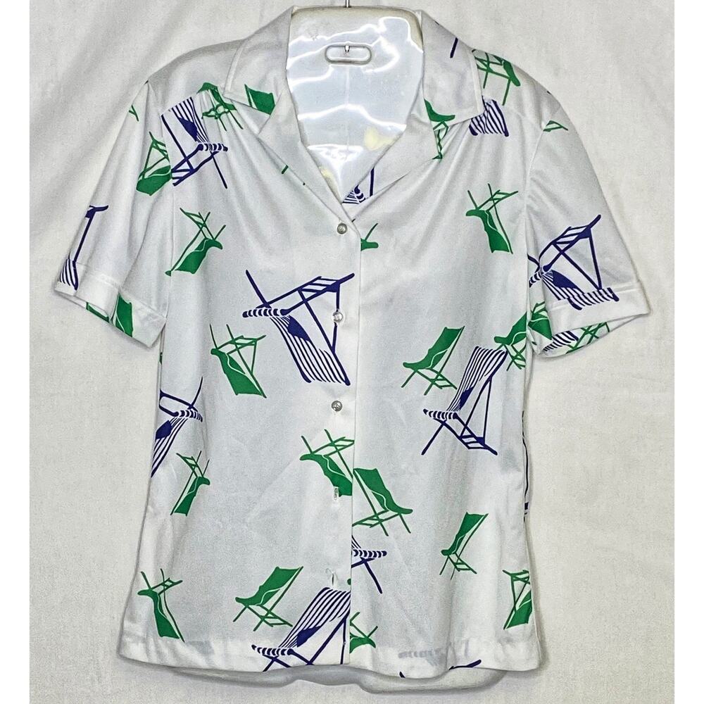 All Over Print Beach Cabana Shirt Manor Park by Cos Cobb Size Small Vintage